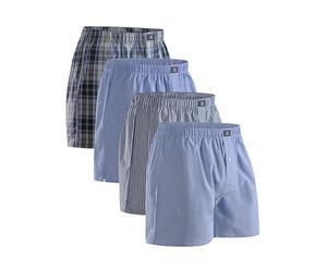 DANISH ENDURANCE Calzoncillos Hombre Boxer de Tela, 100% Algodon Organico Premium, Pack de 4 y 6, Mezcla de Azules/Rayas Variadas, XL