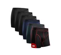 DANISH ENDURANCE Calzoncillos Hombre Boxer Deportivos, Ajustados y Transpirables, Pack de 6, 3X Negro, 1x Azul, 1x Negro/Rojo, 1x Verde/Morado, XL