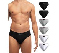 DANISH ENDURANCE Calzoncillos Hombre Slip, Slips Hombre Algodon, Calzoncillos Transpirables, Pack de 3 o 6, Multicolor (2X Blanco, 2X Gris, 2X Negro), L