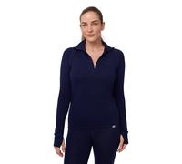 DANISH ENDURANCE Camiseta Media Cremallera Lana Merino para Mujer, Capa Base Térmica, Azul Marino Oscuro, XL