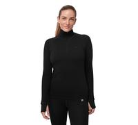 DANISH ENDURANCE Camiseta Media Cremallera Lana Merino para Mujer, Capa Base Térmica, Negro, L