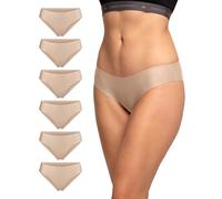 DANISH ENDURANCE Pack de 6 Bragas Sin Costuras Mujer, Suaves, Sin Etiquetas, Braguitas Invisibles Beige M
