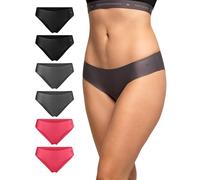 DANISH ENDURANCE Pack de 6 Braguitas Invisibles para Mujer, Suaves, Sin Etiquetas y Sin Costuras, Multicolor (2X Gris, 2X Negro, 2X Rosa), S