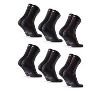 DANISH ENDURANCE Pack de 6 Calcetines de Algodón Orgánico, Suaves, Transpirables, Hombre y Mujer, Jacquard de línea fina (2xNegro/Negro, 2xNegro/Burdeos, 2xNegro/Gris), 43-47