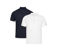 DANISH ENDURANCE Polo Hombre Manga Corta Algodón, 1 y 2 Pack Blanco and Azul Marino XL