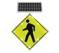 Danive Señal de Cruce peatonal con energía Solar de 24", señales de tráfico de Alta Visibilidad, señales de Advertencia con Luces LED Intermitentes, Resistente(30")
