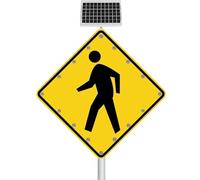 Danive Señal de Cruce peatonal con LED Intermitente Solar, señal de Advertencia de tráfico Vial de Aluminio, película Reflectante de Grado Industrial, Resistencia al Agua IP65(24"(60cm))
