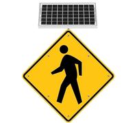 Danive Señal de Cruce peatonal LED Intermitente con energía Solar, señales Viales de Aluminio, señal de Advertencia de tráfico Vial Intermitente, Resistente, Marco metálico Inoxidable(24"(60cm))