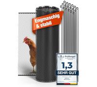 DANJOY Valla de pollo I 120 cm de alto I 25 m de largo I La valla para perros o animales pequeños es especialmente estrecha, estable, sin flacidez, 20 x fijaciones, valla para perros, jardín, color