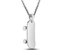 Dankadi Collar con colgante de monopatín de plata de ley 925 para hombres, adolescentes, niños, hip hop, rapero de 18 pulgadas, 20 pulgadas, 22 pulgadas, 24 pulgadas, 26 pulgadas, 28 pulgadas, 30