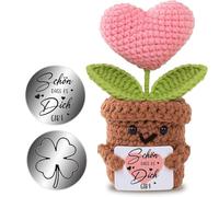 Danke Geschenk Positive Sonnenblume Deutsch Glücksbringer,Dankeschön Geschenke für Kollegen Freunde und Famili strickte Sonnenblume Positive Kartoffelffel Deutsch Ersatz,Danke für das Gesch (Herz)