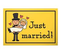 DankeDir! Just Married - Cartel de 30 x 20 cm - Decoración de boda JGA caja de fotos decoración para fiestas - Regalo de boda - Tarjeta de boda boda pareja pareja