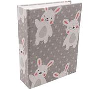 Dankeler Álbum de fotos para niños, 100 bolsillos, estantería de 10 x 15, álbum de fotos para bebés, libro de fotos con cubierta de lino deslizable para la familia(Conejo)