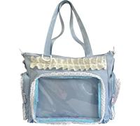 Danlai Bolso Bandolera Transparente Estilo Ita con Lazo De Encaje, Bolso Tote De Nailon para Exhibir Insignias Y Pines, Ideal Accesorio De Estilo Diario.