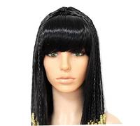 Danlai Decoración Cleopatra Peluca Negra Antigua Egipto Cabello Halloween Fiesta para Fiesta para Mujeres Cabello Vintage Reina Cosplay