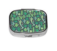 Danlim Pastillero portátil de acero inoxidable importado, pastillero pequeño con espejo para cartera de bolsillo y regalo de viaje, ilustración sin costuras