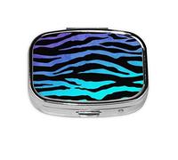 Danlim Pastillero portátil de acero inoxidable importado, pequeño contenedor con espejo para billetera de bolsillo y regalo de viaje, color morado, azul, verde, camuflaje, rayas de cebra