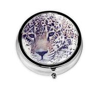Danlim Pastillero redondo portátil de acero inoxidable para píldoras pequeño contenedor de píldoras pintura leopardo