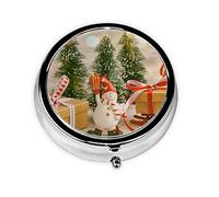Danlim Pastillero redondo portátil de acero inoxidable pequeño pastillero para decoración de Navidad, regalo de Navidad
