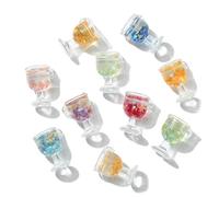 DanLingJewelry 10 colgantes de resina de color aleatorio para copa de vino con forma de copa de vino de lámina dorada para hacer joyas, collares, manualidades