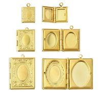 DanLingJewelry 15 colgantes de latón con medallón de 3 estilos de color dorado para marco de fotos para hacer joyas conmemorativas, manualidades, Metal no precioso