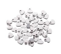 DanLingJewelry 200 dijes de corazón de acero inoxidable con sello de metal en blanco, colgantes de corazón para pulseras, collares, bisutería, 6 x 7 x 1,5 mm, Metal no precioso