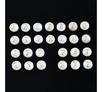 DanLingJewelry 26 cuentas redondas planas naturales con conchas de letras, alfabeto de agua dulce, cuentas espaciadoras de conchas marinas para manualidades, joyas, pulseras, manualidades