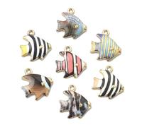 DanLingJewelry 35 dijes esmaltados de peces de 7 estilos con estampado de flores y animales del océano, colgantes esmaltados para hacer joyas, Metal no precioso