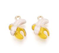 DanLingJewelry 5 colgantes de latón esmaltado con plátano de imitación de frutas amarillas para hacer joyas, aretes, suministros