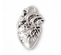 DanLingJewelry 50 dijes de corazón tibetano estilo gótico de plata envejecida anatómicos para hacer joyas, collares, aretes, Metal no precioso