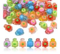 DanLingJewelry 70 figuras luminosas de tortugas de resina de 7 colores con frutas que brillan en la oscuridad, lindas tortugas marinas, temática de animales del océano, casa de muñecas, decoración del