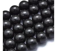DanLingJewelry Aproximadamente 120 cuentas redondas pulidas de 6 mm de piedra preciosa negra natural para hacer joyas, pulseras, collares, manualidades