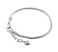 DanLingJewelry Juego de 12 pulseras de cadena de color plateado con cadena de serpiente con corazón de langosta, pulsera europea para bisutería