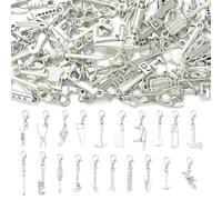 DanLingJewelry Juego de 60 herramientas de plata antigua tibetana para sierra de martillo, alicates de destornillador con cierres de pinza de langosta para decoración de mochilas, llaveros
