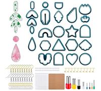 DanLink Juego de 142 Aretes de Arcilla Polimérica, Cortadores de Galletas de Arcilla con Tarjetas y Ganchos para Hacer Aretes, Joyería (Azul Oscuro)