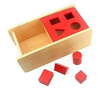 DANNI Montessori - Recipiente de almacenamiento con tapa abatible, 4 formas de piel de madera, para guardería, práctico juguete para la vida de los niños