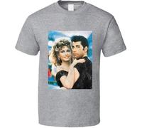 Danny Zuko and Sandy Olson Greese Movie Olivia Newton John Classic Vintage Style Movie T Tshirts Camisetas y Tops Grey(Medium)