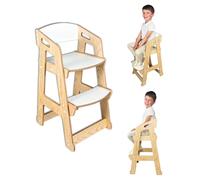 DannyFunny Silla Evolutiva Montessori Classic de Madera para Niños 3-8 Años, Altura Ajustable, Diseño Ergonómico, Resistente hasta 80kg, Ideal para Cocina, Estudio, Juego y Comedor (Pino)