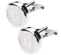 Dannyshi Gemelos clásicos de acero inoxidable para hombre, 26 letras iniciales, gemelos de letras iniciales del alfabeto, para negocios, bodas, camisas A-Z, 0.67in, Metal