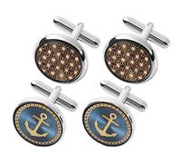 Dannyshi Gemelos clásicos para hombre, para boda, negocios, camisa, gemelos, plata, oro, negro, set de regalo con caja, 18mm, Cobre, Sin gemas.