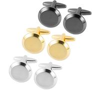 Dannyshi Gemelos clásicos para hombre, para boda, negocios, camisa, gemelos, plata, oro, negro, set de regalo con caja, 18mm, Cobre, Sin gemas.