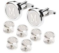Dannyshi Juego de gemelos y tachuelas para hombre, camisas de esmoquin, iniciales de boda y negocios, alfabeto A-Z, 18mm, Cobre