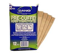 Dano 12 bolsas de papel kraft marrón ecológicas predobladas para compactadores de basura
