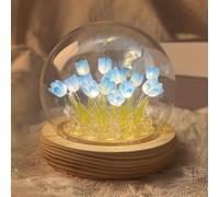 Danolt Tulipanes azules luz nocturna, lámpara de tulipán lámpara de flores para niñas y mujeres