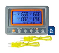 DANOPLUS Termómetro digital de termopar tipo K de 4 canales con función de registro de datos de tarjeta SD, alarma programable de límite alto/bajo, sensor de temperatura multicanal grabadora de