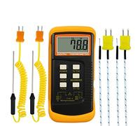 DANOPLUS Termómetro digital de termopar tipo K de alta precisión (-50 ~ 1300 °C) con canales duales, 4 sondas (cable y acero inoxidable), medidor de escala Kelvin de alta temperatura portátil