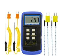 DANOPLUS Termómetro digital de termopar tipo K de alta precisión (-50 ~ 1300 °C) con canales duales, 4 sondas (cable y acero inoxidable), medidor de escala Kelvin de alta temperatura portátil