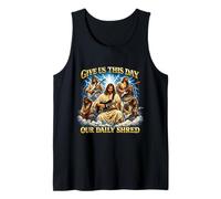 Danos Este día Nuestro Daily Shred Funny Jesus Wordplay Meme Camiseta sin Mangas