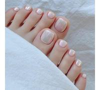Danshinbow 24 uñas cortas, cuadradas, falsas, dedos brillantes, falsas, láminas de oro, punta de uñas, para mujeres y niñas (Rosa2)