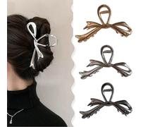 Danshinbow 3 pinzas de doble fila para el pelo, coleta de caballo, clip de metal ahuecado, garras gruesas para mujeres